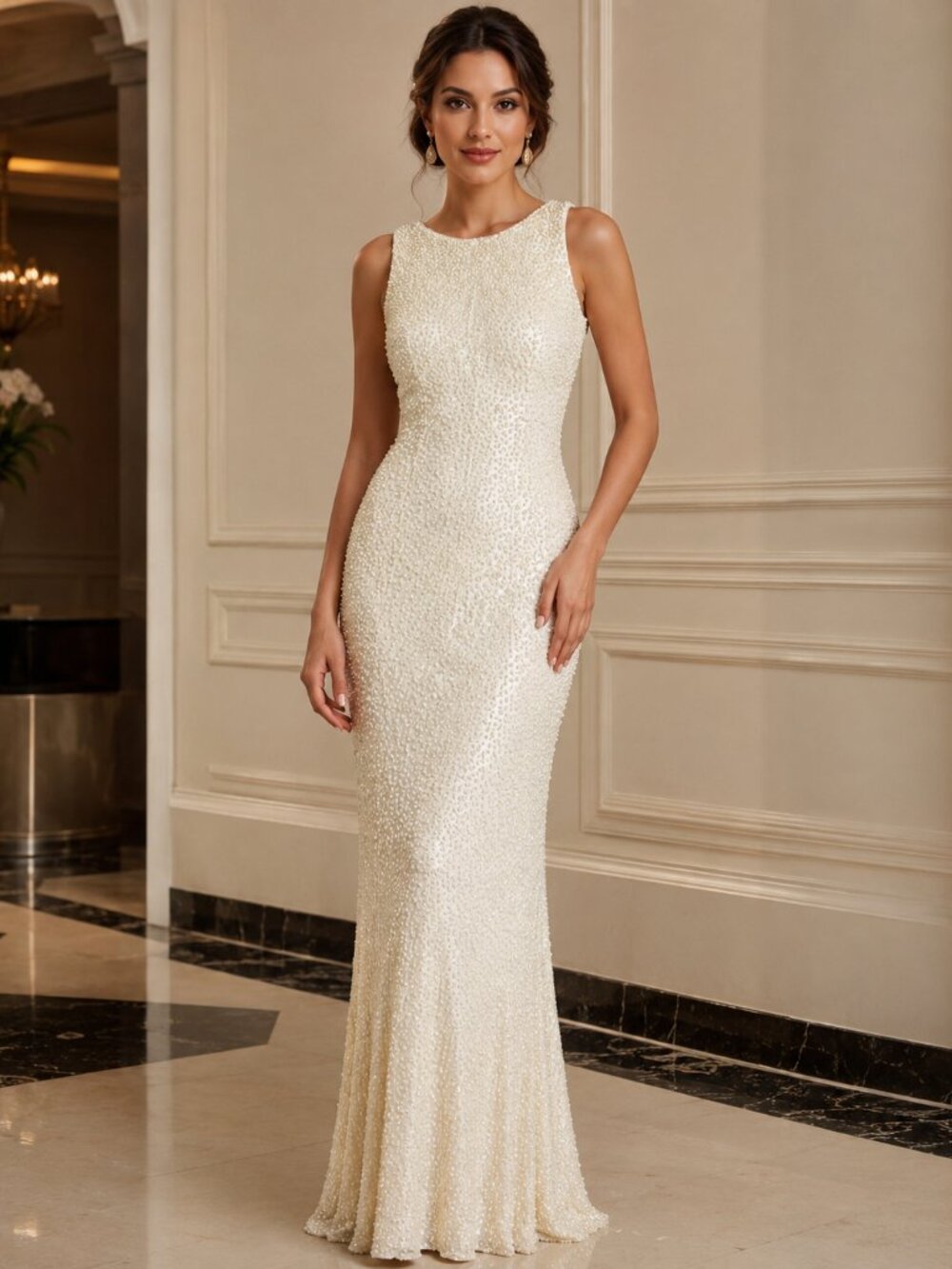 Vintage Cache Beaded Silk Gown XS Off White Wedding Prom Formal Dress